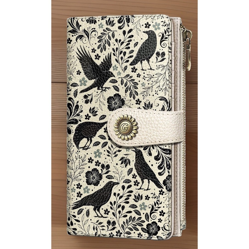 Crows Flowers NEW Wallet RFID Blocking Credit Card Holder Organizer